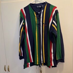 FILA SPORT Henley collar with buttons long sleeve vintage